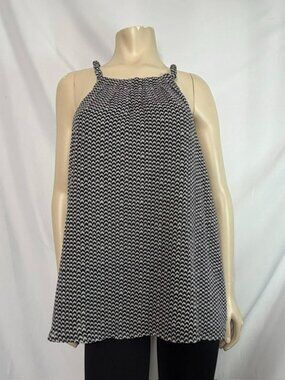 A.n.a. Black/White Halter Herringbone Top  Braided Lightweight Polyester Size L